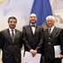Al centro los profesores distinguidos: Eduardo Morales, Álvaro Fuentealba y Edmundo Fuenzalida. El decano Nahum fue reconocido por su trayectoria.