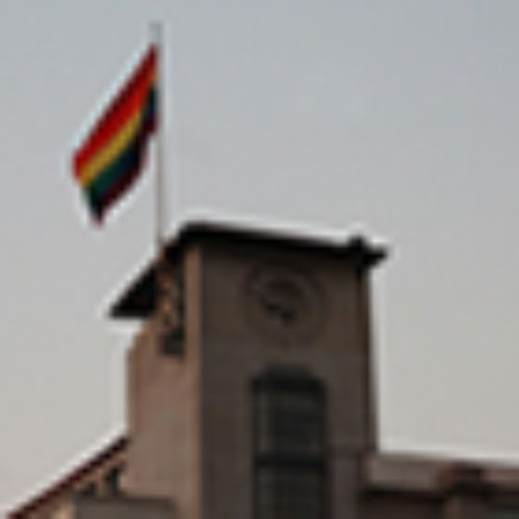 La Facultad es una de las tres dependencias de la U. de Chile que adhirieron izando la bandera símbolo de la diversidad sexual.