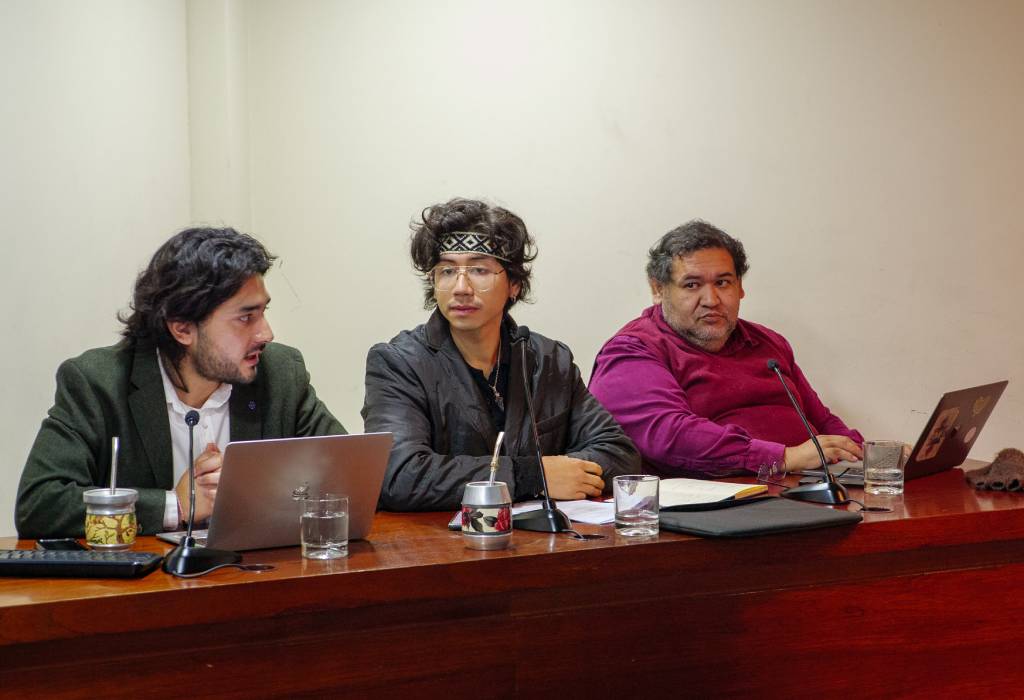 Abel Piñones, Andrés Calfuqueo y Salvador Millaleo participaron de manera presencial en la actividad, mientras que los otros expositores lo hicieron de manera telemática.