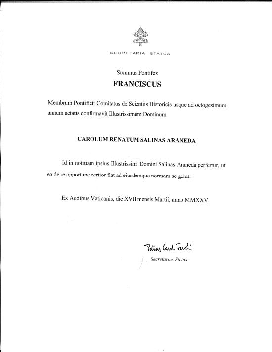 Nombramiento del profesor Carlos Salinas.